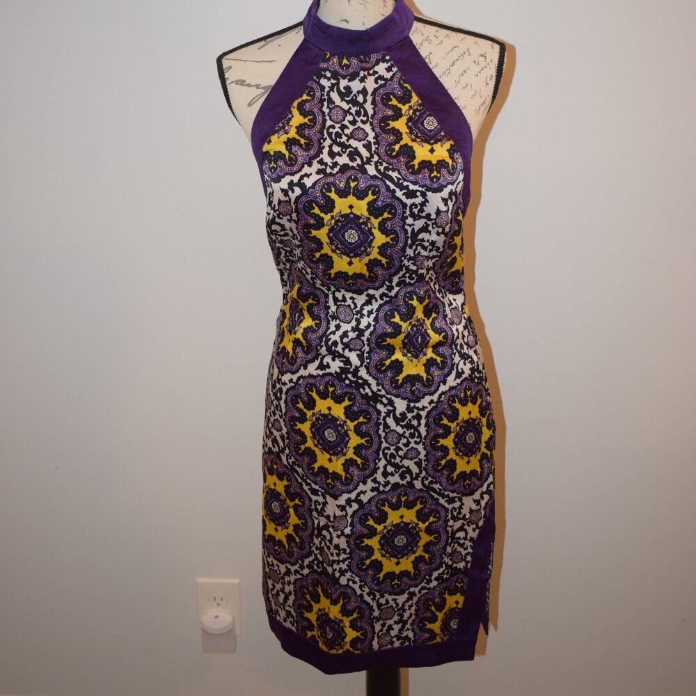 Marciano purple silk halter dress small/petite